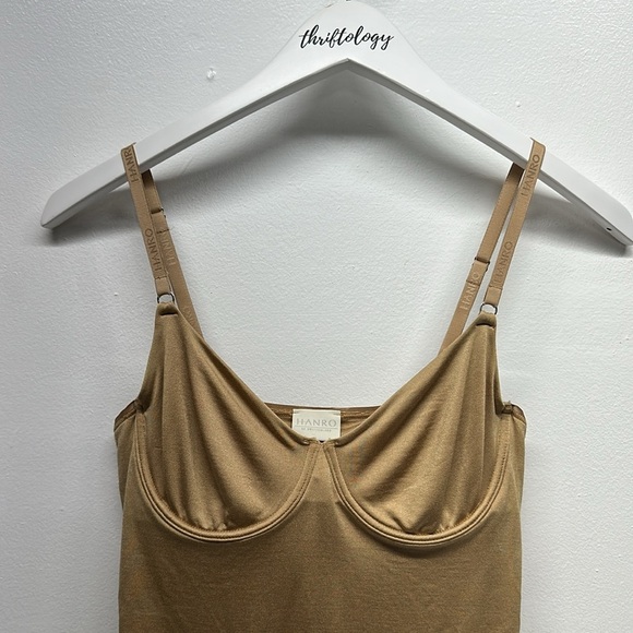 Hanro Skin Smooth Touch Bodysuit Underwired Bra Snap Nude Tan #1533 Size 36A - Picture 3 of 8